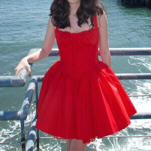 House of CB Pietra Cherry Red Corset Mini Dress – Size S Bigger Cup D–E Cup